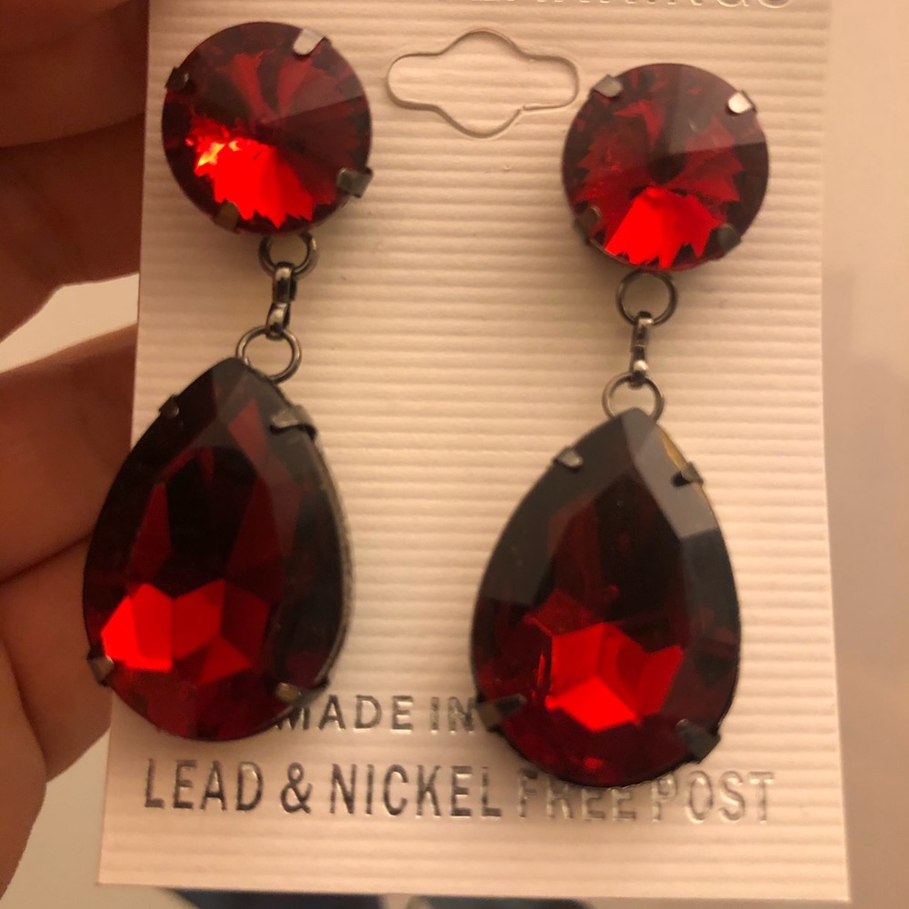 Large Crystal Teardrop Dangle Earrings NEW